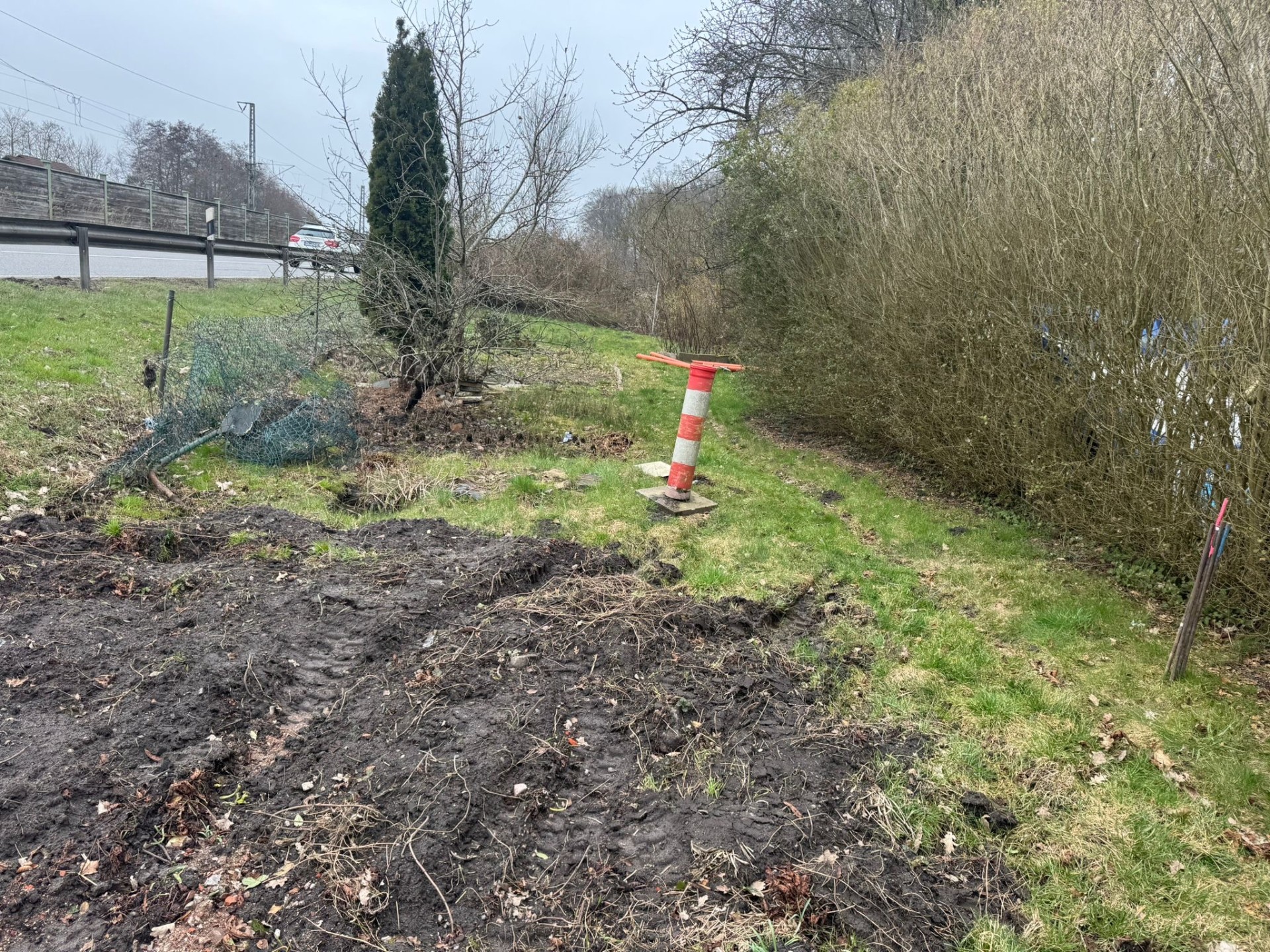 Vorbereitung Pflasterfläche an der Straße