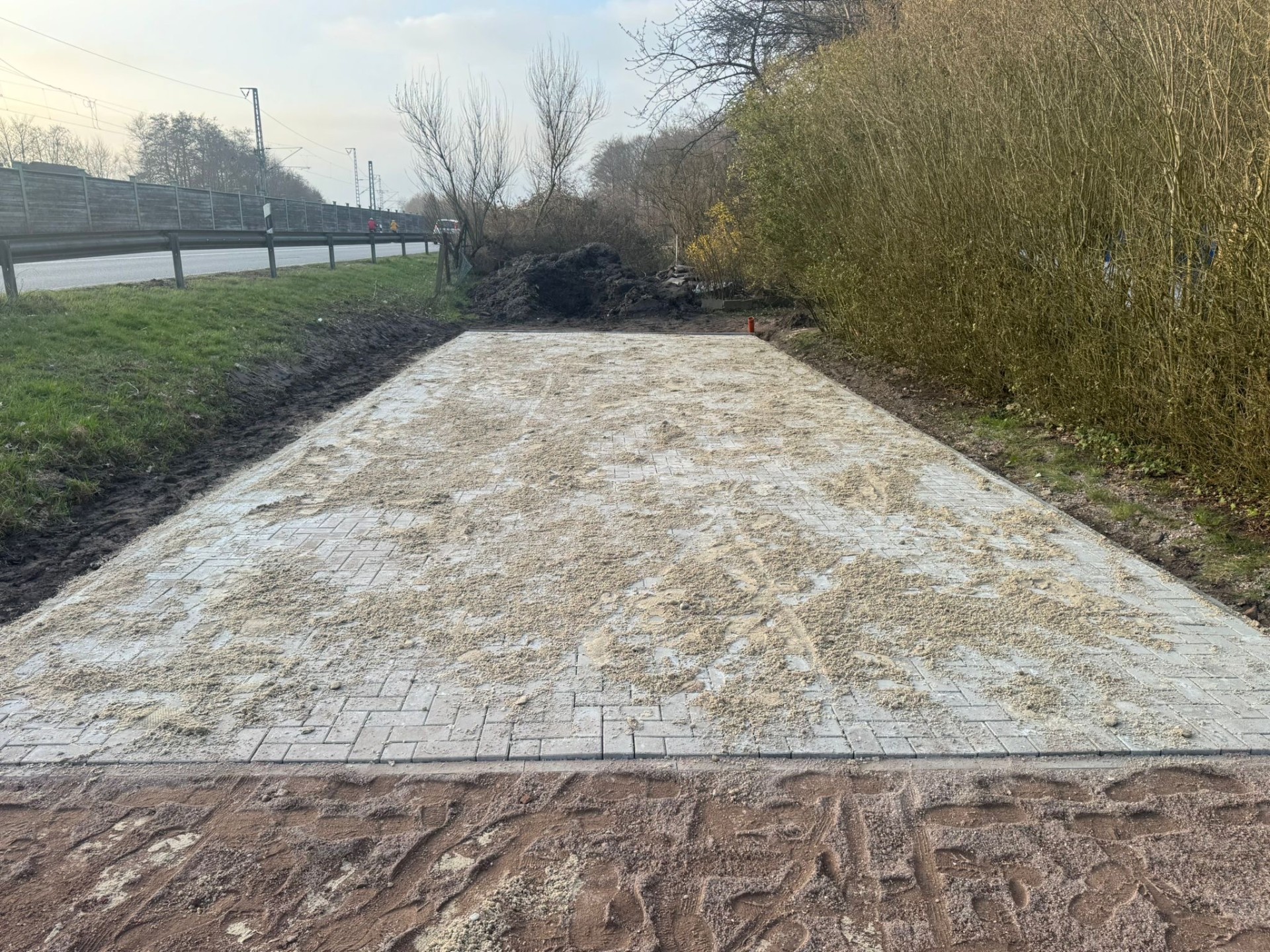 Frisch verlegte Pflasterfläche